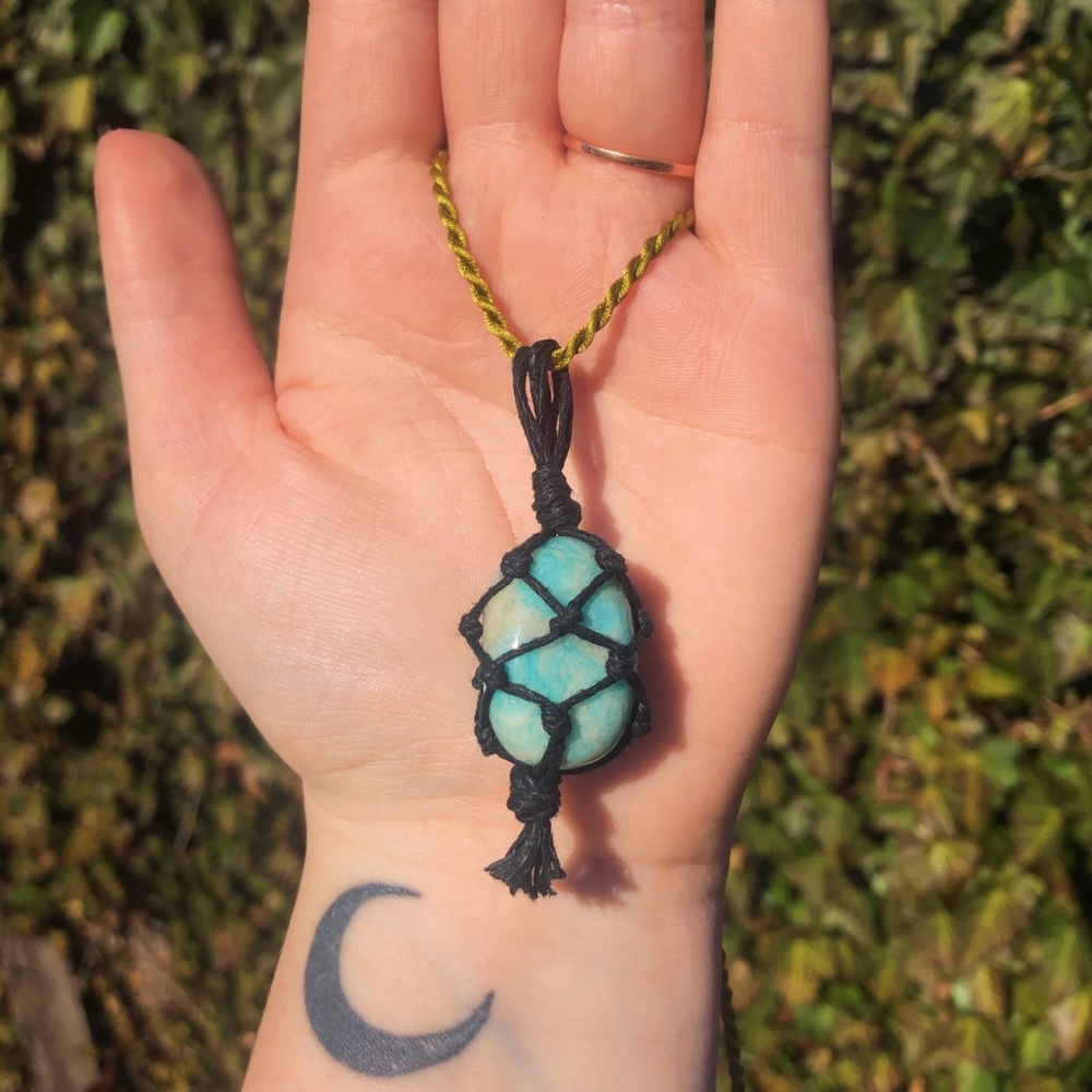 Amazonite Macrame Necklace Pendant